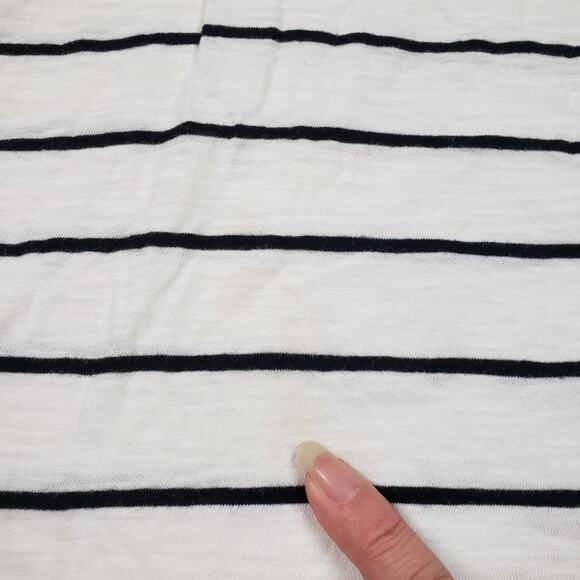 LOFT Lightweight Knit Burnout White Black Striped Lace Tee Women's Size Medium - Picture 10 of 12